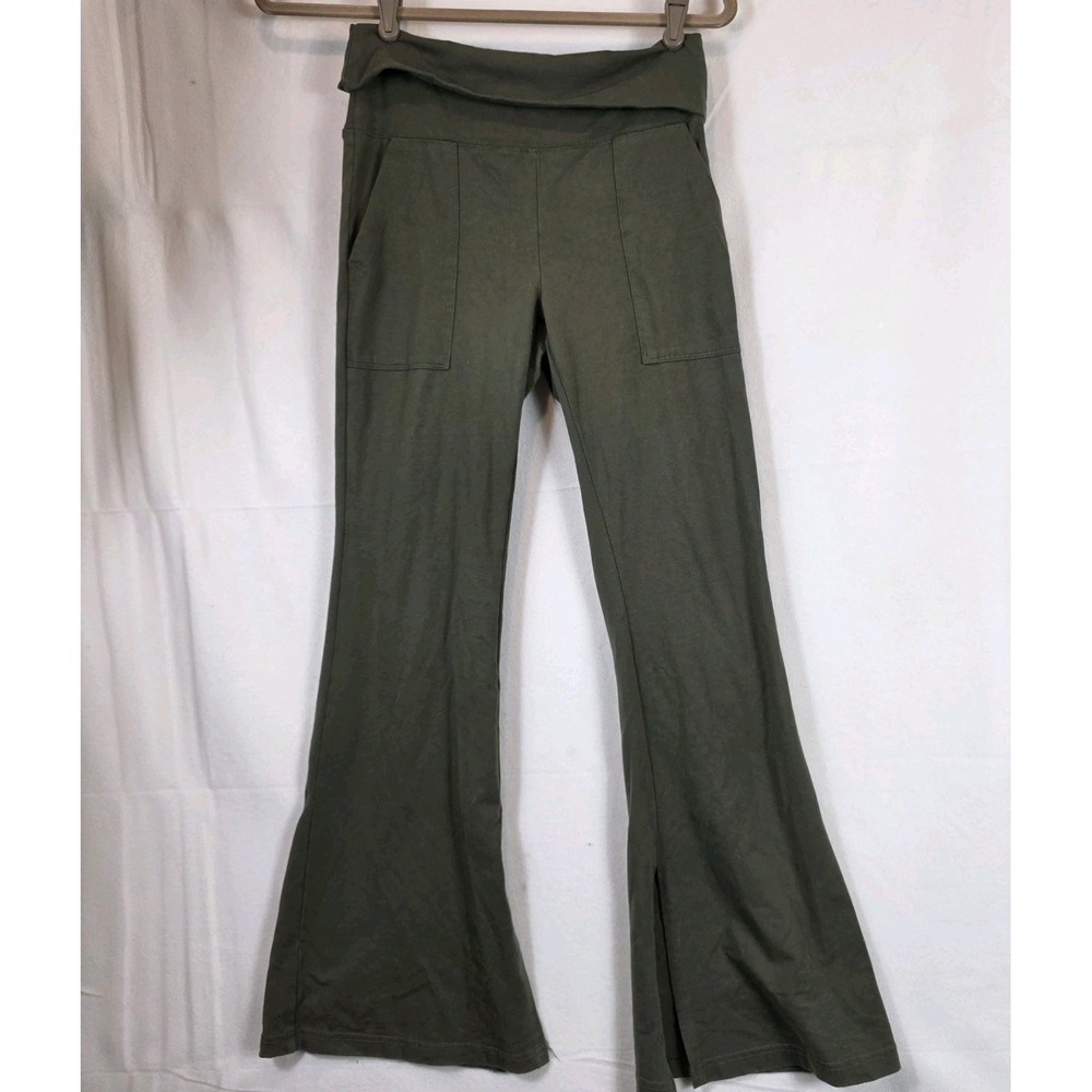 aerie offline women's leggings flare hi rise green Medium fold top